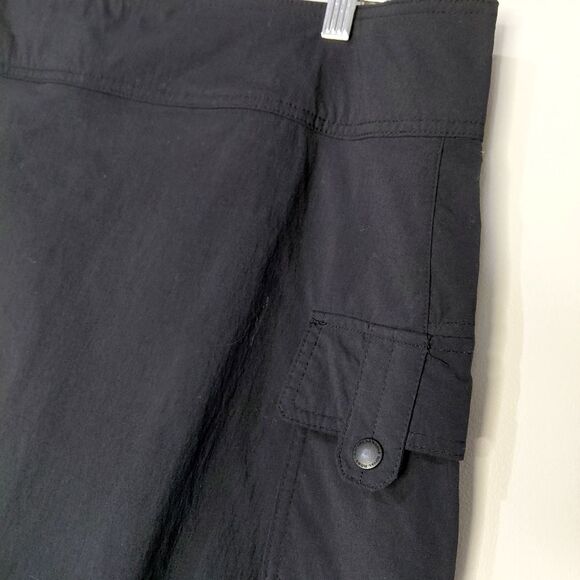 Royal Robbins Size 12 Black Fit and Flare Knee-Length Cargo Skirt with Ruffle - Picture 2 of 11